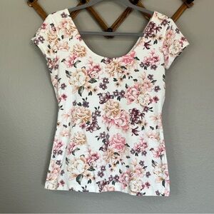 Garage Floral Blouse in Cream and Pink Size Large